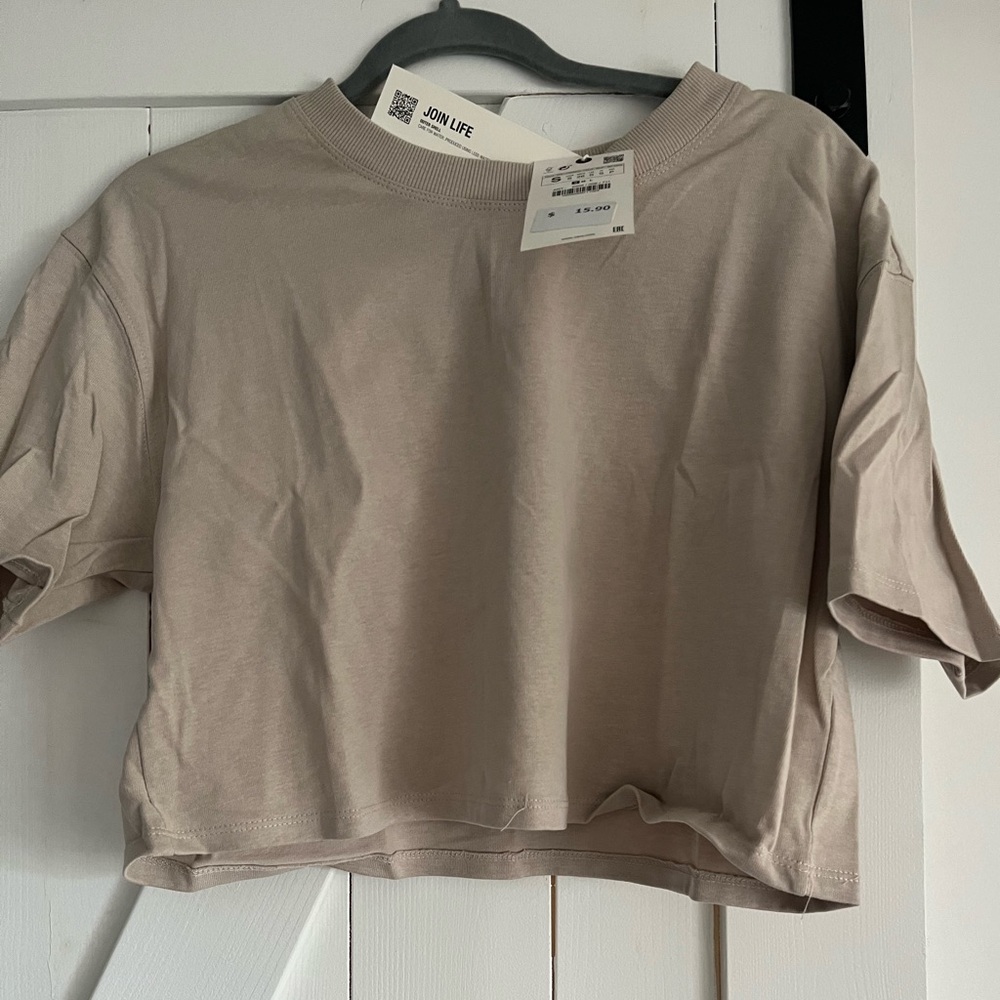 NWT Zara boxy crop top in Tan - Picture 2 of 7